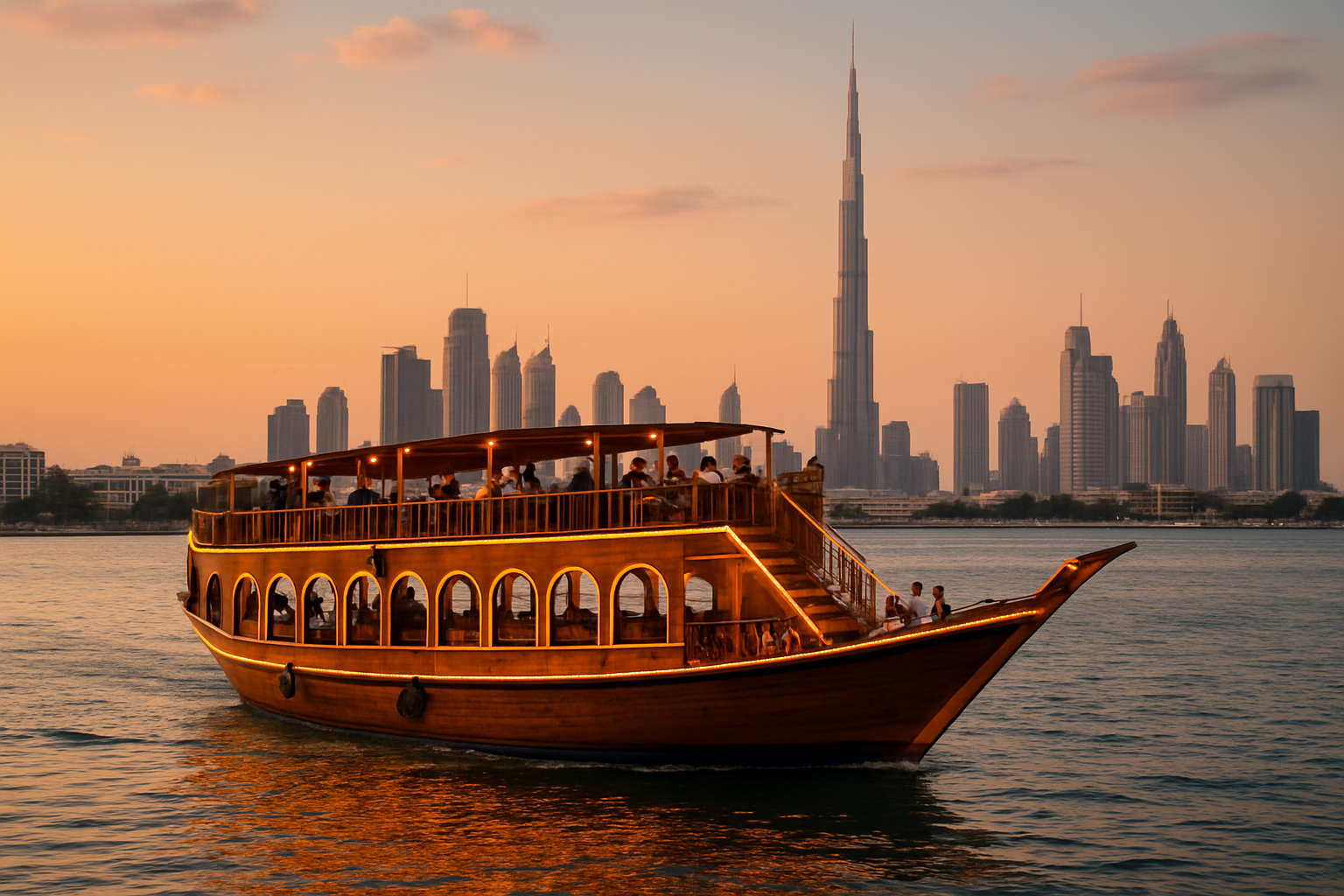 Traditional dhow cruise along Dubai Creek
